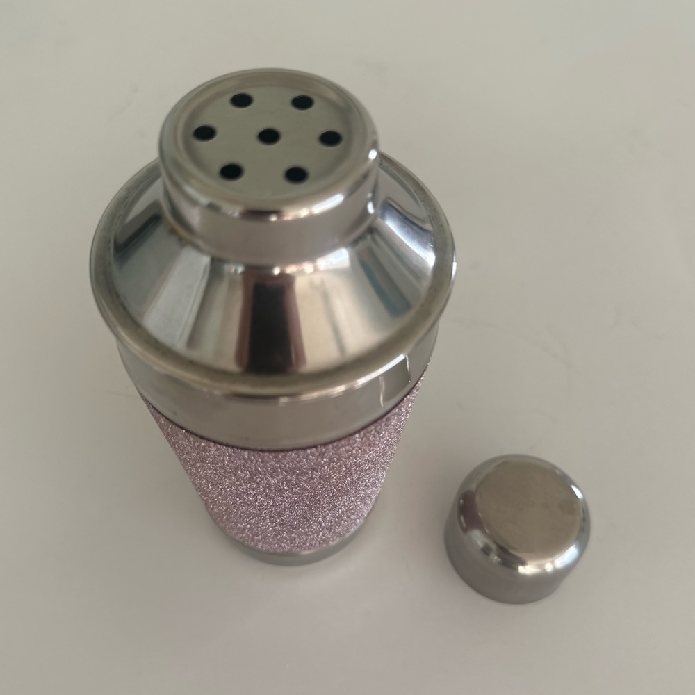Glittery Pink Stainless Steel Small Cocktail Shaker - Picture 4 of 6